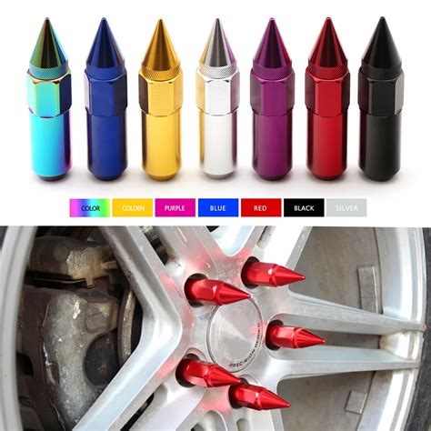 Universal 20PCs 90mm Red Car Wheel Lug Nut Set With Spike Car Styling ...