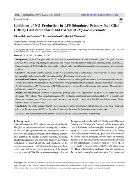 (PDF) Inhibition of NO Production in LPS-Stimulated Primary Rat Glial ...