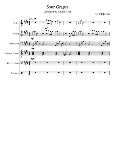 Sour Grapes – LE SSERAFIM Sheet music for Vocals, Violin, Cello, Guitar & more instruments ...