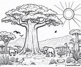 Coloring Page Of An African Landscape Download Or Print For Free sketch template