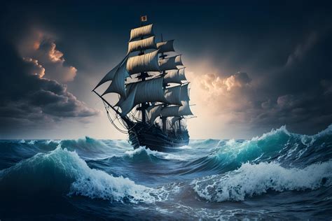 ships with big waves in the middle of the ocean made with technology 22174741 Stock Photo at ...