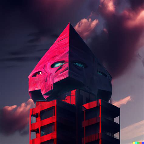 Stephan × DALL·E 2 | A modern supervillain building of Trollface, scary and dangerous, the sky ...