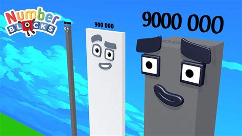 Numberblocks Comparison 9 90 900 9000 90000 900000 to 9 Million Numberblocks Standing Tall - YouTube