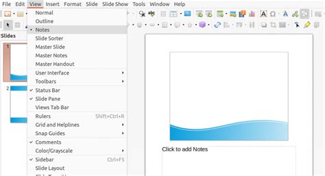 How to Add Notes in LibreOffice Impress Slides