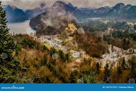 Illustration Hohenschwangau Castle or Schloss Hohenschwangau. Fairytale ...