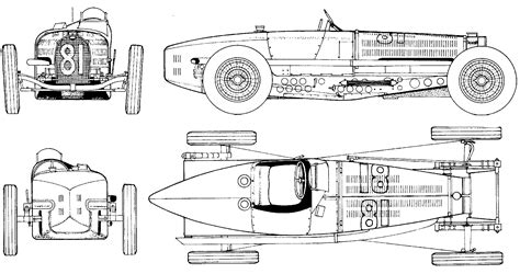 1934 Bugatti Type 59 Formula v3 blueprints free - Outlines