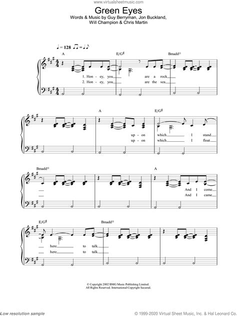 Green Eyes Coldplay Chords - Sheet and Chords Collection