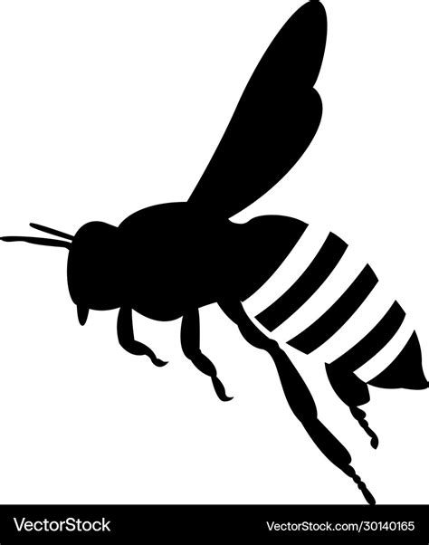 Flying honey bee silhouette honey bee icon Vector Image