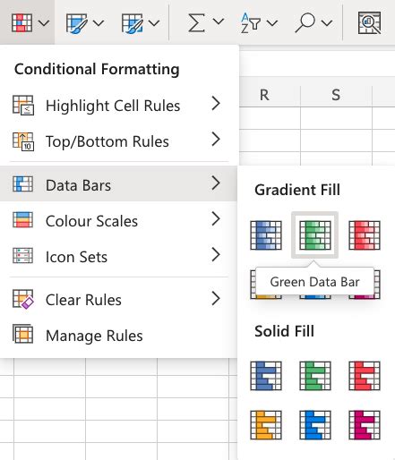 Excel Conditional Formatting - Data Bars