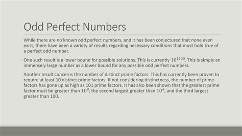 Determining if any Odd Perfect Numbers Exist. - ppt download