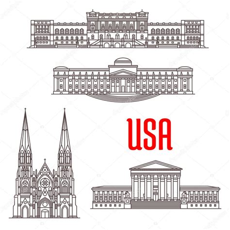 Architecture landmarks of USA — Stock Vector © Seamartini #127912818