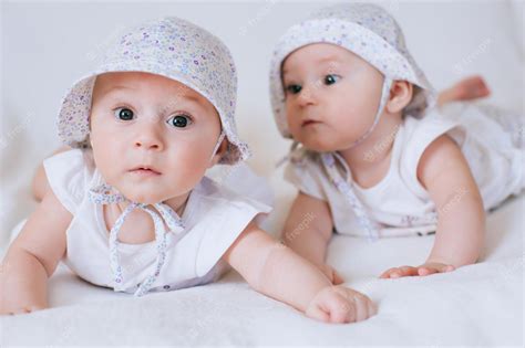 Premium Photo | Happy kids twins in funny hats on a white background