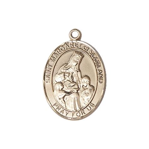 14KT GOLD ST MARGARET OF SCOTLAND MEDAL - 3/4" x 1/2" | EWTN Religious Catalogue