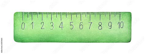 ภาพประกอบสต็อก Stylized measuring ruler watercolour illustration. One single object, front view ...