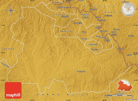 Physical Map of Ndola Rural