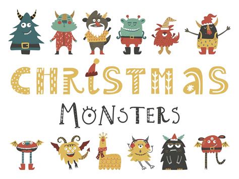 Christmas Monsters - Cartoon Characters Graphic by Solart · Creative ...