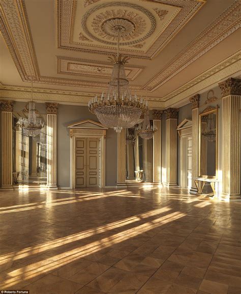 Pictured is the banquet hall in Amalienborg Palace in Copenhagen, featuring beautiful crystal ...