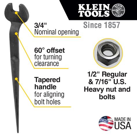 KLEIN TOOLS Spud Wrench, 3/4 IN Nominal Opening | Tallman Equipment Company