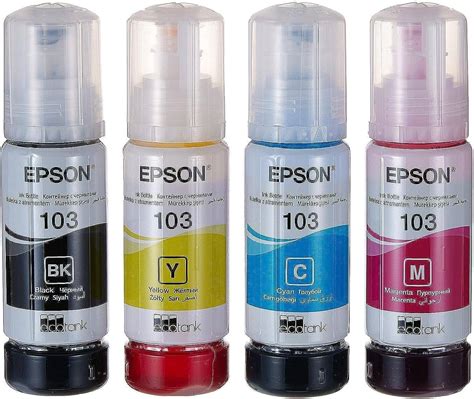 Epson 103 Ink EcoTank 4-colour Multipack, Black, Magenta, Cyan, Yellow ...