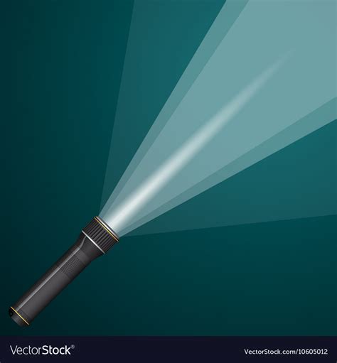 Beam of light from a flashlight black and metal Vector Image