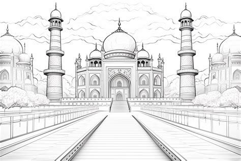 Taj Mahal | Coloring page for children and adults: 3 coloring pages ...