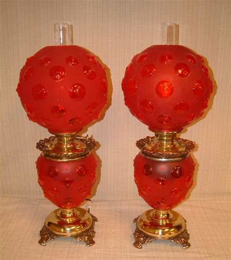 PAIR Red Satin Glass Bulls Eye Lamps SOLD – Salado Creek Antiques