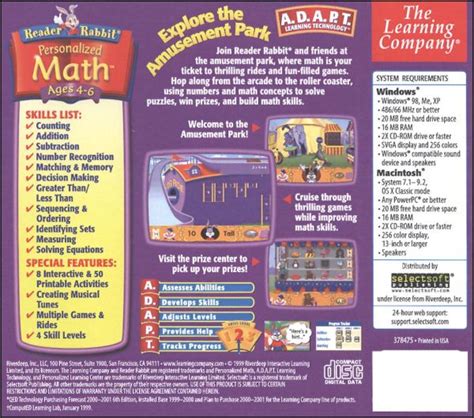 Reader Rabbit Personalized Math Ages 4-6 CD-ROMS | The Learning Company