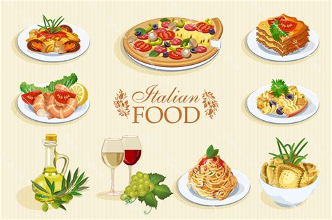 Set of Italian food icons. Cuisine | Pre-Designed Illustrator Graphics ...