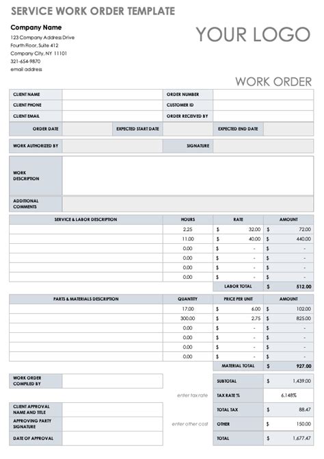 Automotive Repair Order Template Free | DocTemplates