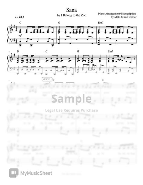 I Belong to the Zoo - Sana (piano sheet music) Sheets by Mel's Music Corner