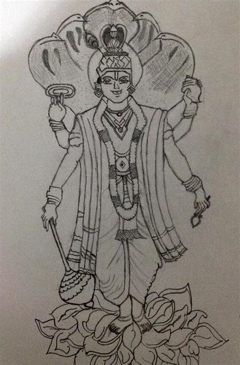 Lord Vishnu Drawing by Shreya Sham - Pixels