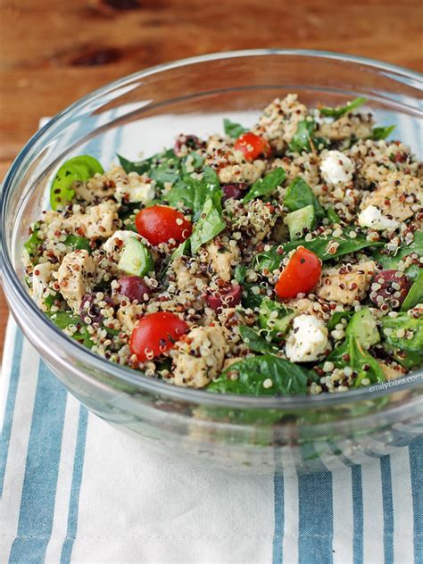 Greek Chicken Quinoa Salad - Emily Bites