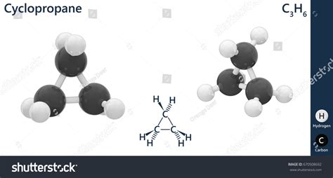 Structural Chemical Formula Molecular Structure Cyclopropanec3h6 Stock Illustration 670508692 ...