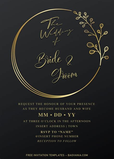 Free Elegant Black And Gold Wedding Invitation Templates For Word | FREE Printable Birthday ...