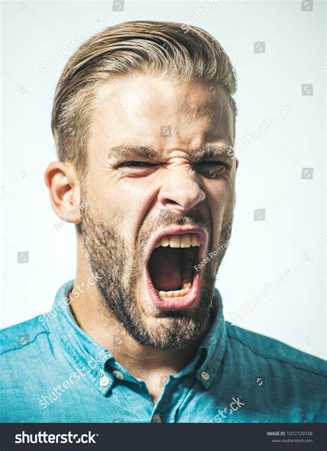 Man Angry Screaming Face Portrait Angry Stock Photo 1072729748 ...