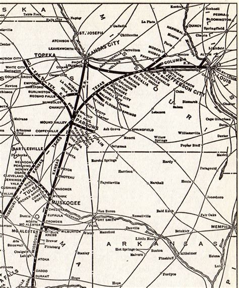 1937 Antique MKT Railway Railroad Map Missouri Kansas Texas | Etsy