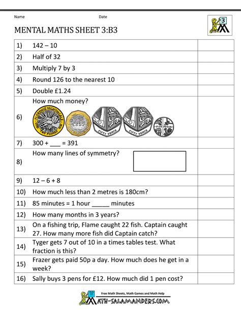 Mental Maths Year 3 Worksheets
