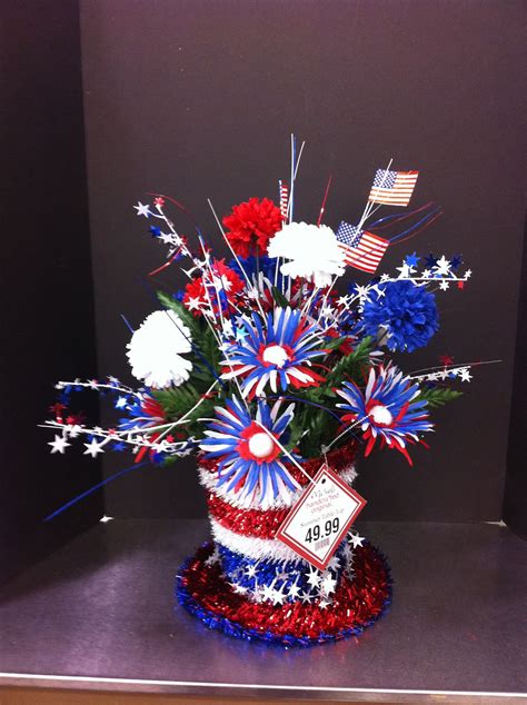 Red, white and blue tophat arrangement. Laura A. 2014 Tulsa Michaels (3864) | Patriotic ...