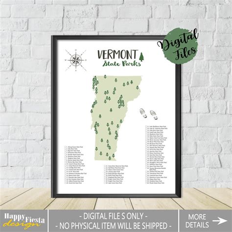 PRINTABLE Vermont State Parks Map-State Parks Of Vermont | Etsy