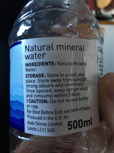 The ingredients of my Natural Mineral Water : r/notinteresting