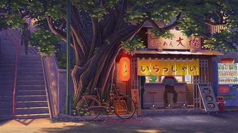 ramen shop, Eugene Bright | Wallpaper pemandangan anime, Latar belakang ...