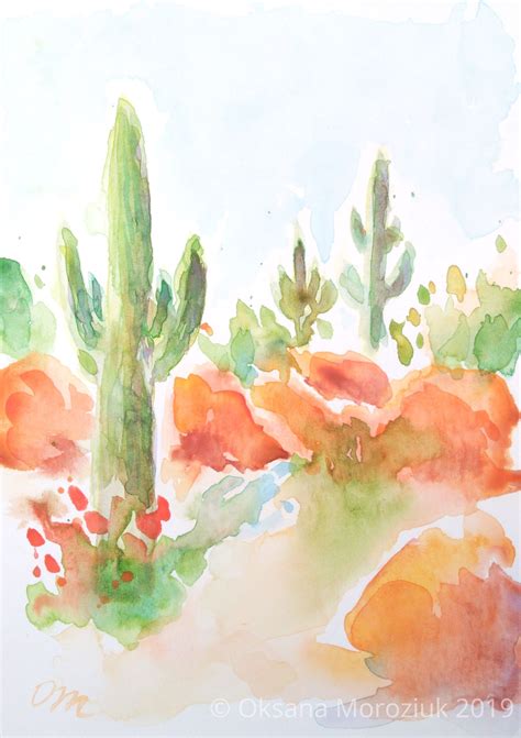 Colorful Saguaro Cactus Watercolor Digital Print Southwest Print ...