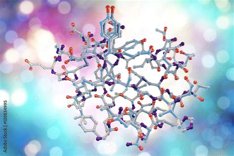 Molecular model of insulin molecule, 3D illustration Stock Illustration ...