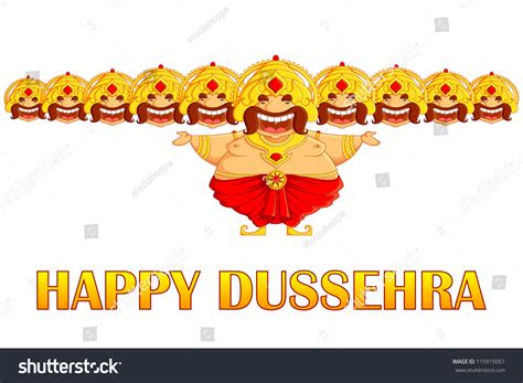 Vector Illustration Ravana Dussehra Greeting Stock Vector (Royalty Free ...