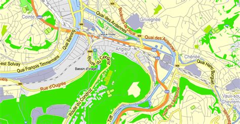 Liege, Belgium, printable vector map Adobe PDF editable, G-View level ...