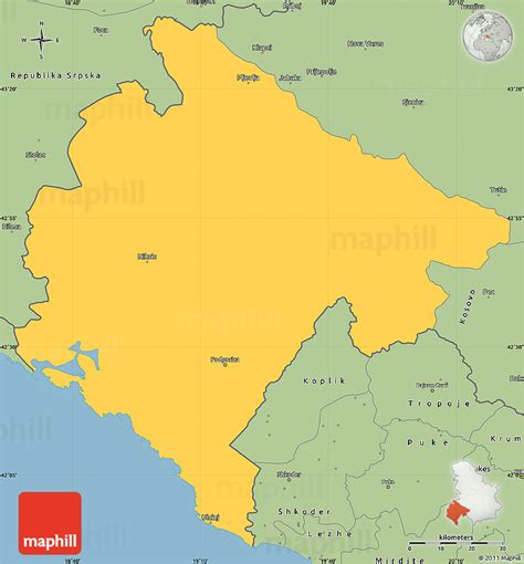 Savanna Style Simple Map of Crna Gora