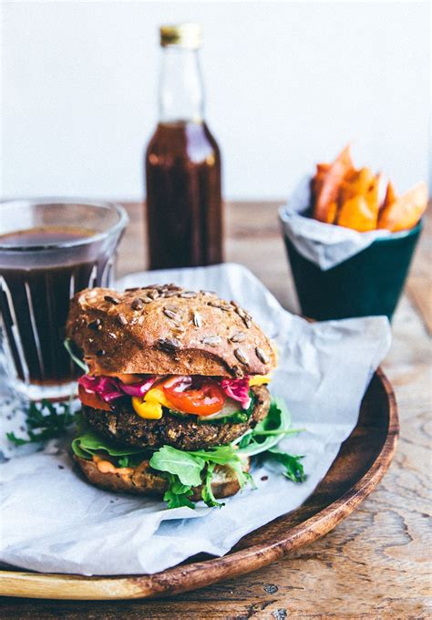 A happy Meal - Veggie burger, sweet potato fries and Kombucha ...