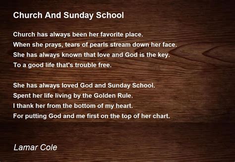 Church And Sunday School - Church And Sunday School Poem by Lamar Cole