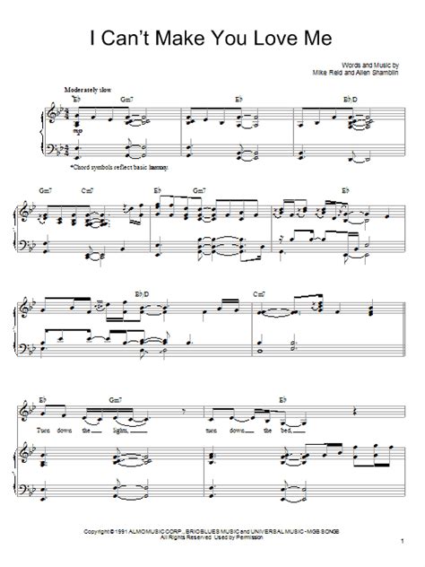 I Can't Make You Love Me by Bonnie Raitt Sheet Music for Piano, Vocal ...