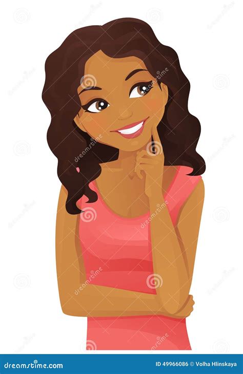 Black woman thinking stock vector. Illustration of happy - 49966086